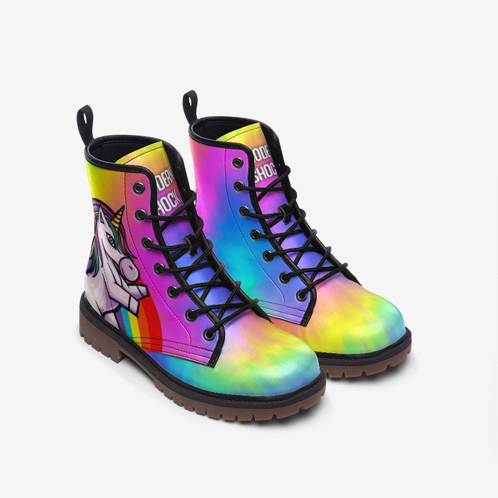 Rainbow Unicorn LGBTQ+ Vegan Leather Unisex Boots