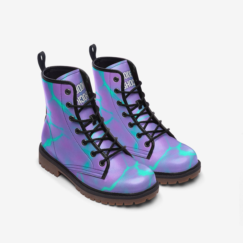 Y2k Neon Purple & Blue Vegan Leather Unisex Boots