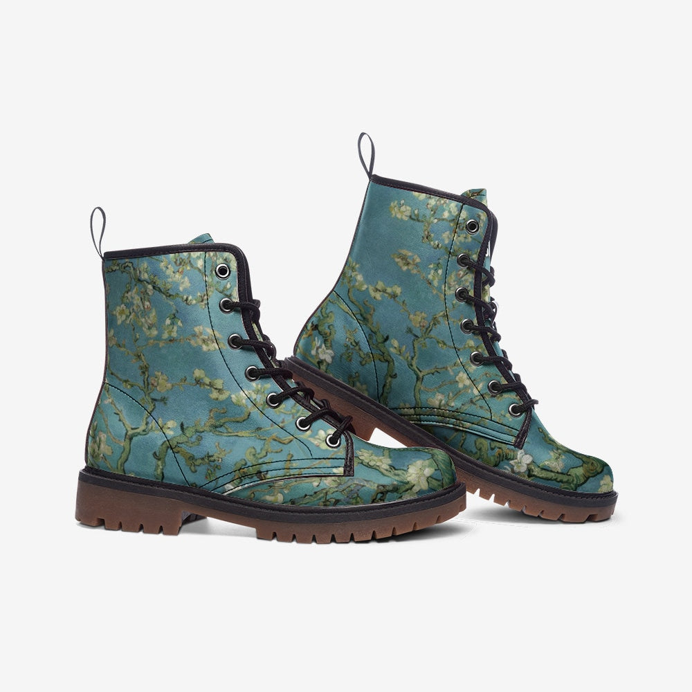 Almond Blossoms Van Gogh Vegan Leather Unisex Boots