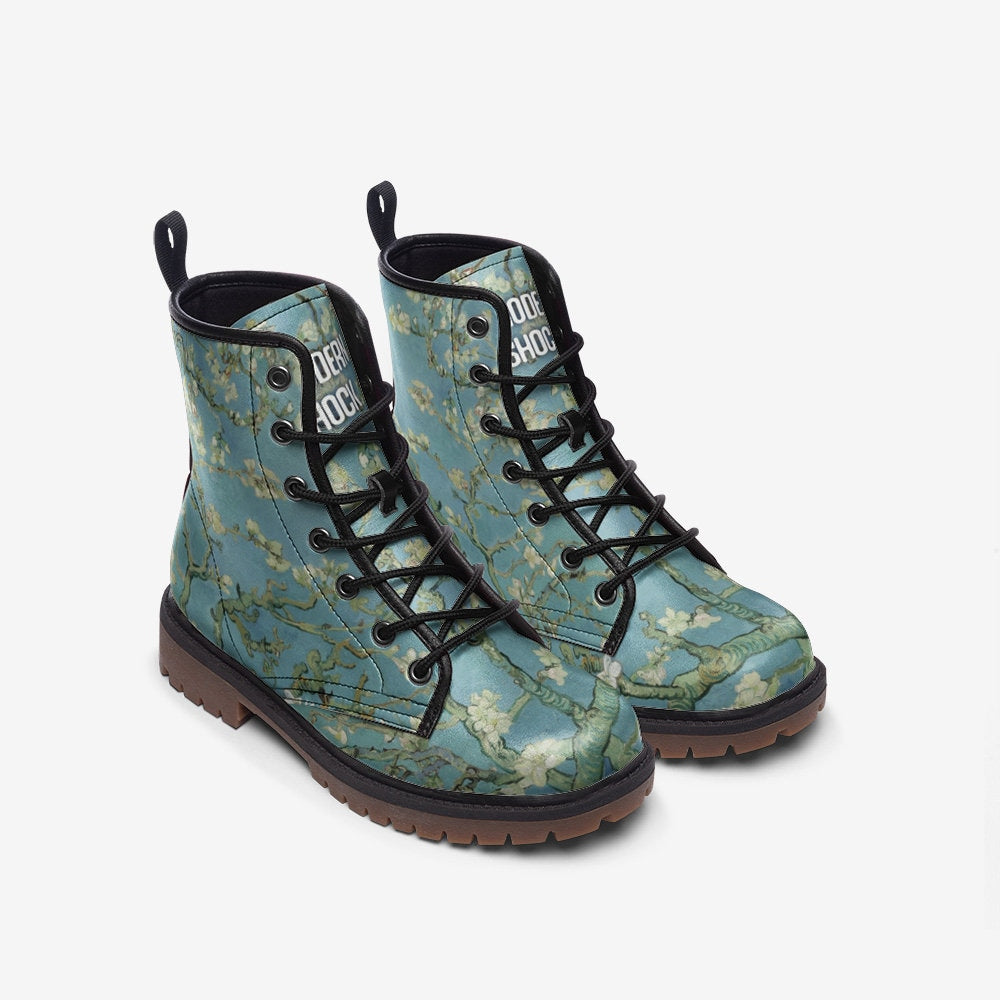 Almond Blossoms Van Gogh Vegan Leather Unisex Boots