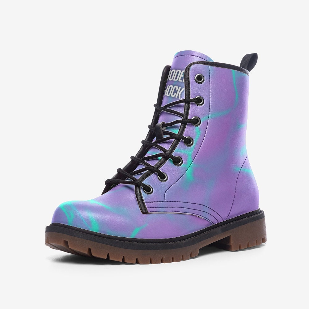 Y2k Neon Purple & Blue Vegan Leather Unisex Boots