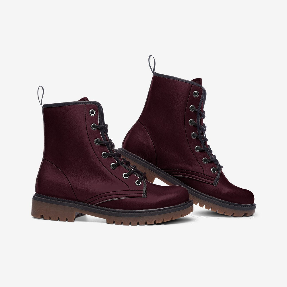 Burgundy Dark Academia Unisex Vegan Leather Boots