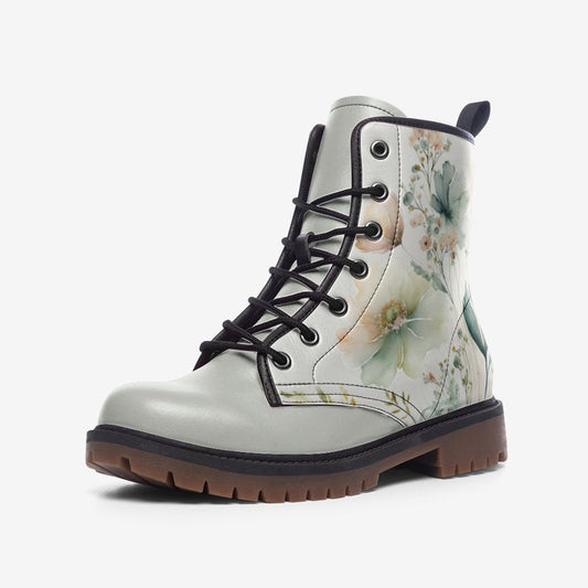 Pastel Floral Light Vegan Leather Unisex Boots