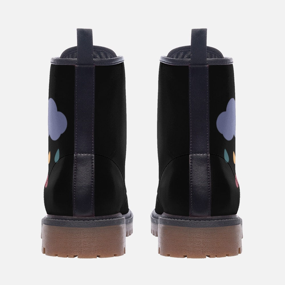 Pastel Goth Rainy Clouds Vegan Leather Unisex Boots