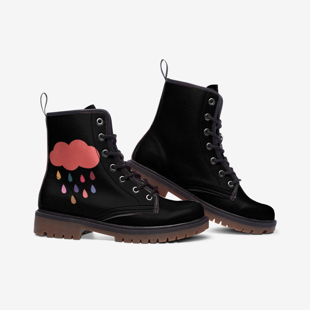 Pastel Goth Rain Clouds Vegan Leather Unisex Boots