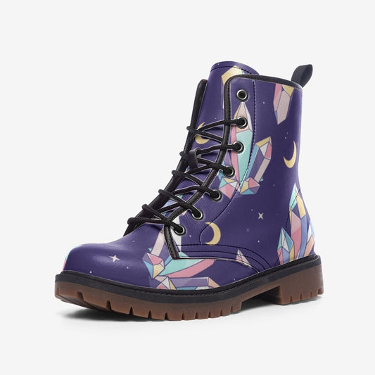 Kawaii Crystals Purple Vegan Leather Unisex Boots