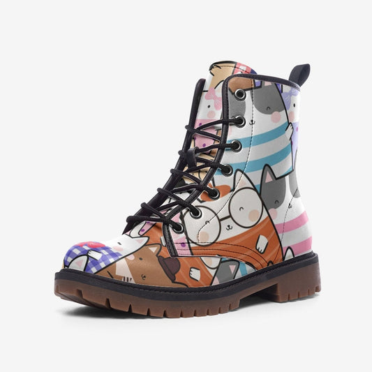 Kawaii Nerdy Kittens Vegan Leather Unisex Boots