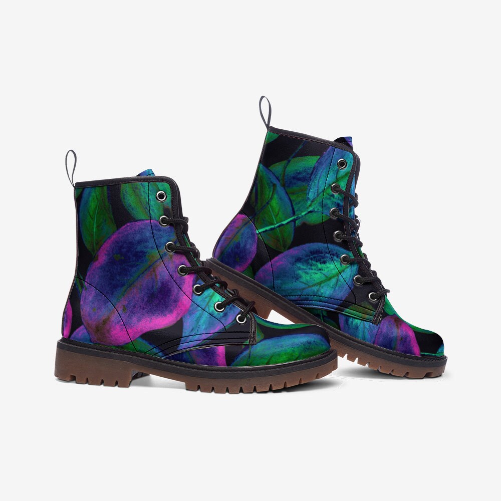 Tropical Green Boho Vegan Leather Unisex Boots