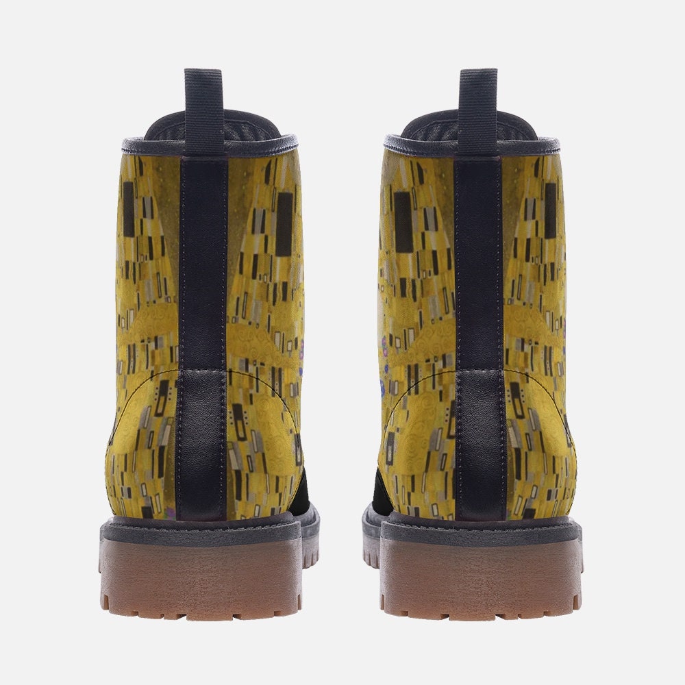 Gustav Klimt The Kiss Black Vegan Leather Unisex Boots