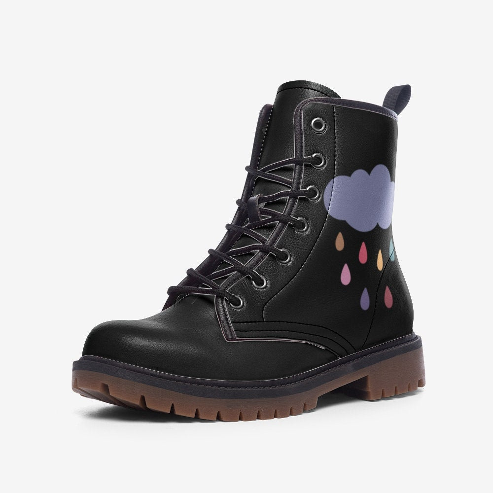 Pastel Goth Rainy Clouds Vegan Leather Unisex Boots