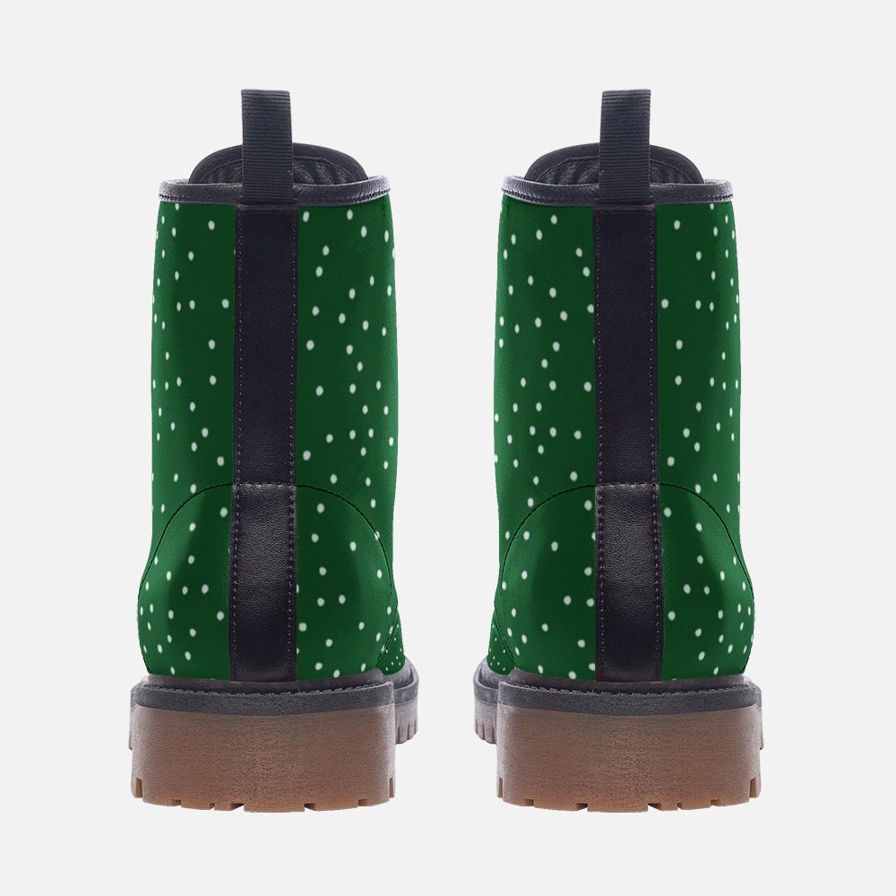 Green Polka Dots Vegan Leather Unisex Bootst