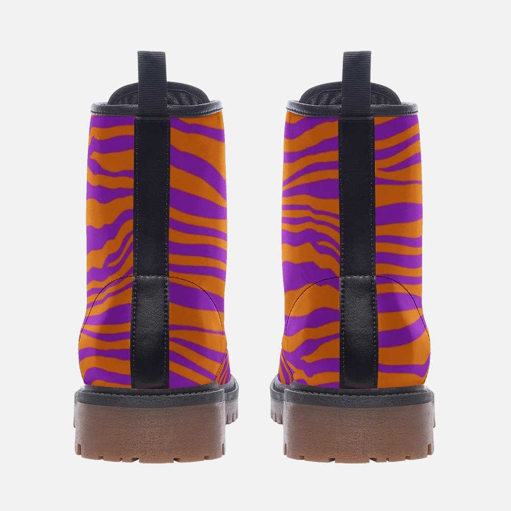 Y2k Tiger Pattern Pink & Purple Vegan Leather Unisex Boots