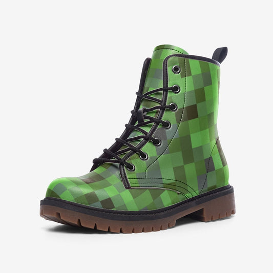 Green Pixels Vegan Leather Unisex Boots