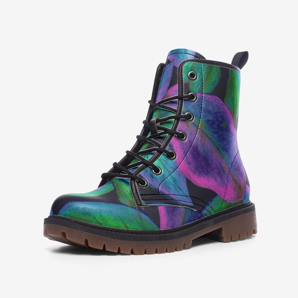 Tropical Green Boho Vegan Leather Unisex Boots