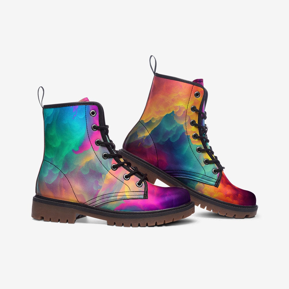 Pastel Rainbow Vegan Leather Unisex Boots