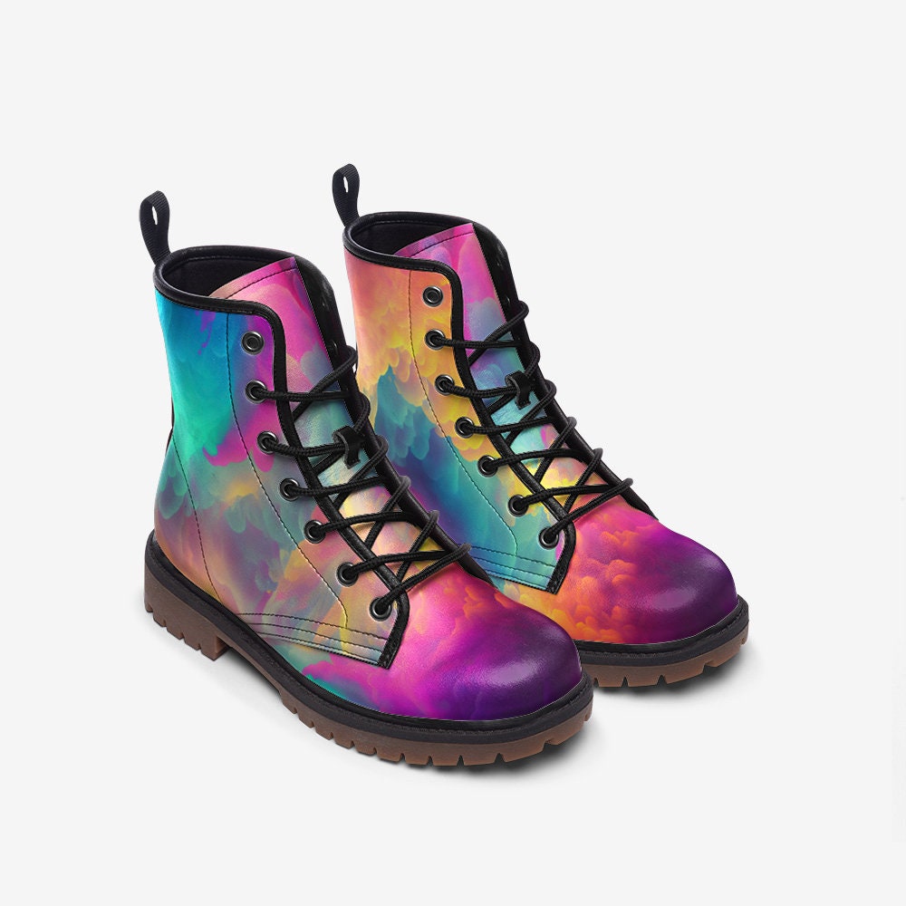 Pastel Rainbow Vegan Leather Unisex Boots