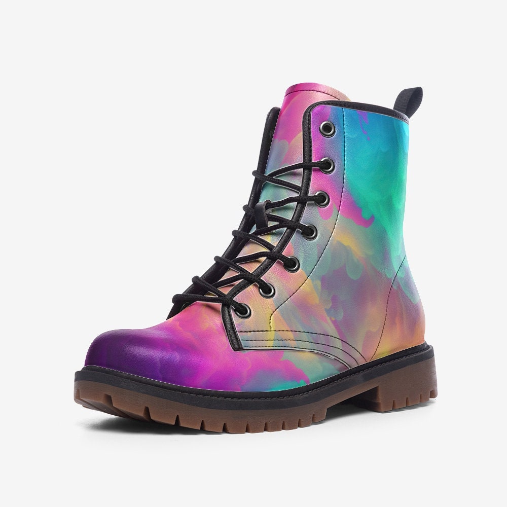 Pastel Rainbow Vegan Leather Unisex Boots