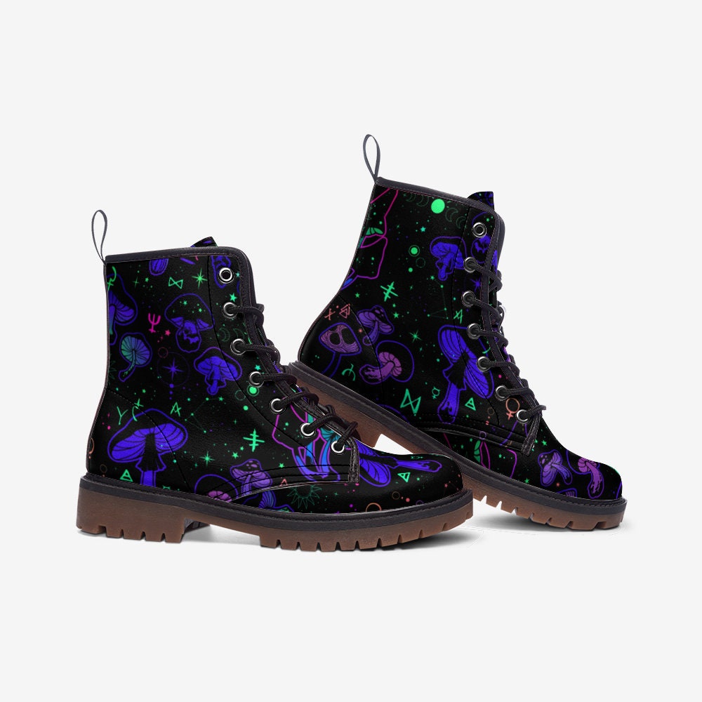 Magic Mushrooms Vegan Leather Unisex Boots