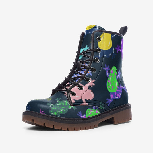 Colourful Frogs Vegan Leather Unisex Boots