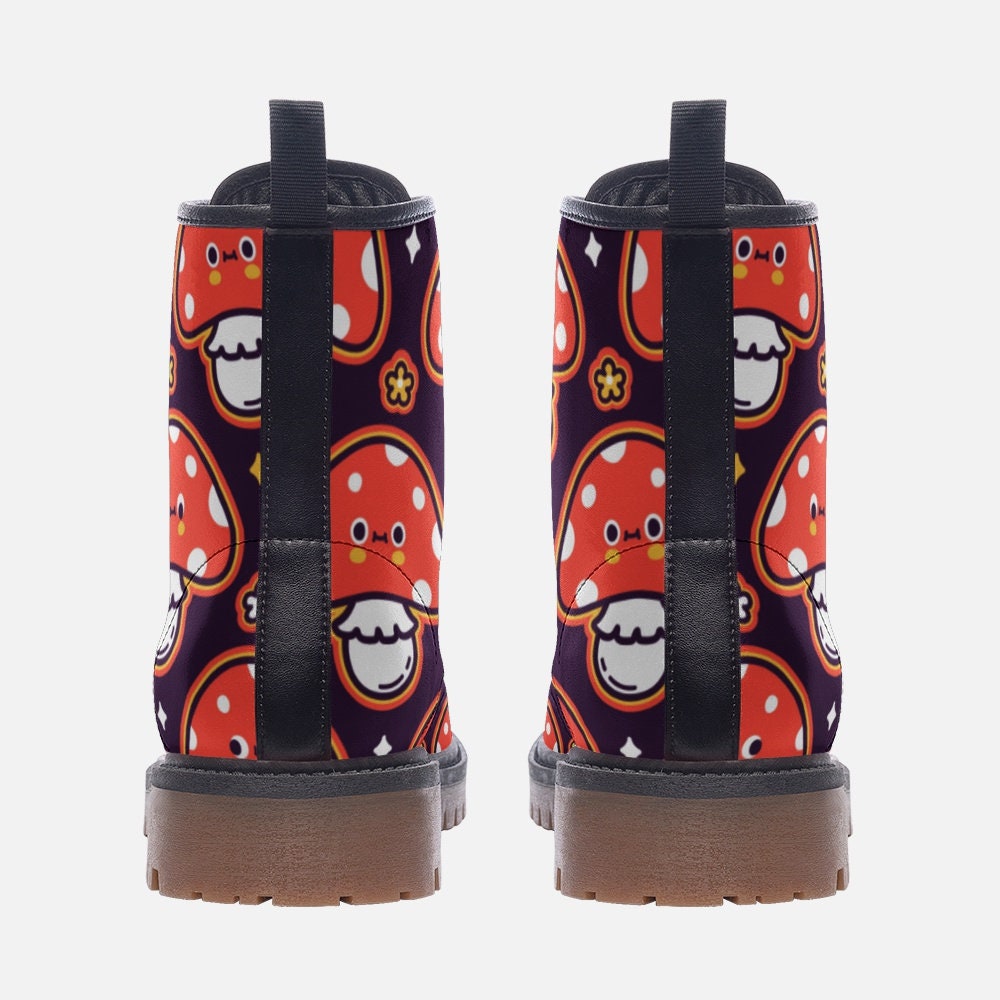 Kawaii Red Mushrooms Vegan Leather Unisex Boots