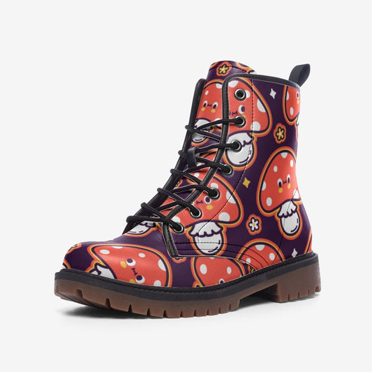 Kawaii Red Mushrooms Vegan Leather Unisex Boots