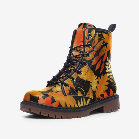 Cottage Autumn Leaves Vegan Leather Unisex Boots