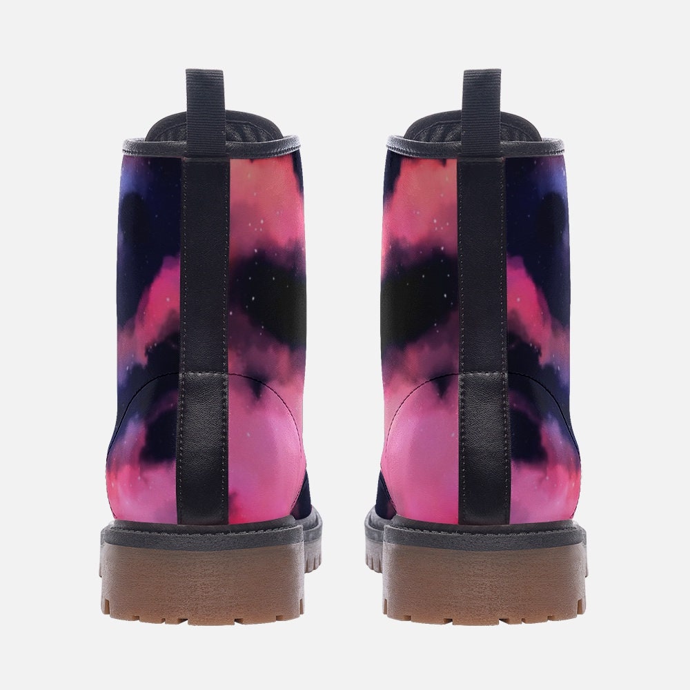 Purple Night Sky Vegan Leather Unisex Boots