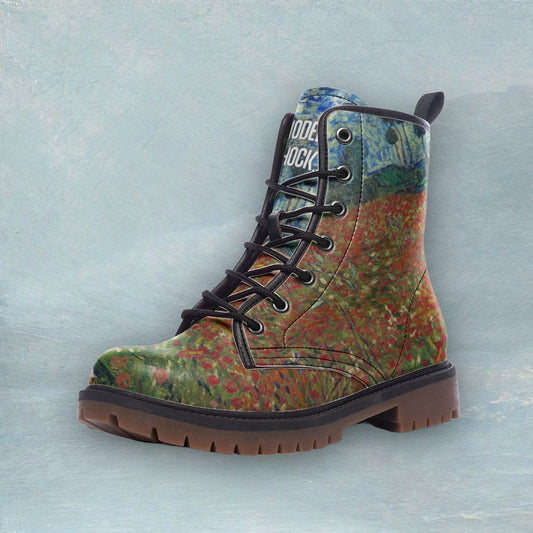 Poppy Field Van Gogh Leather Vegan Leather Unisex Boots