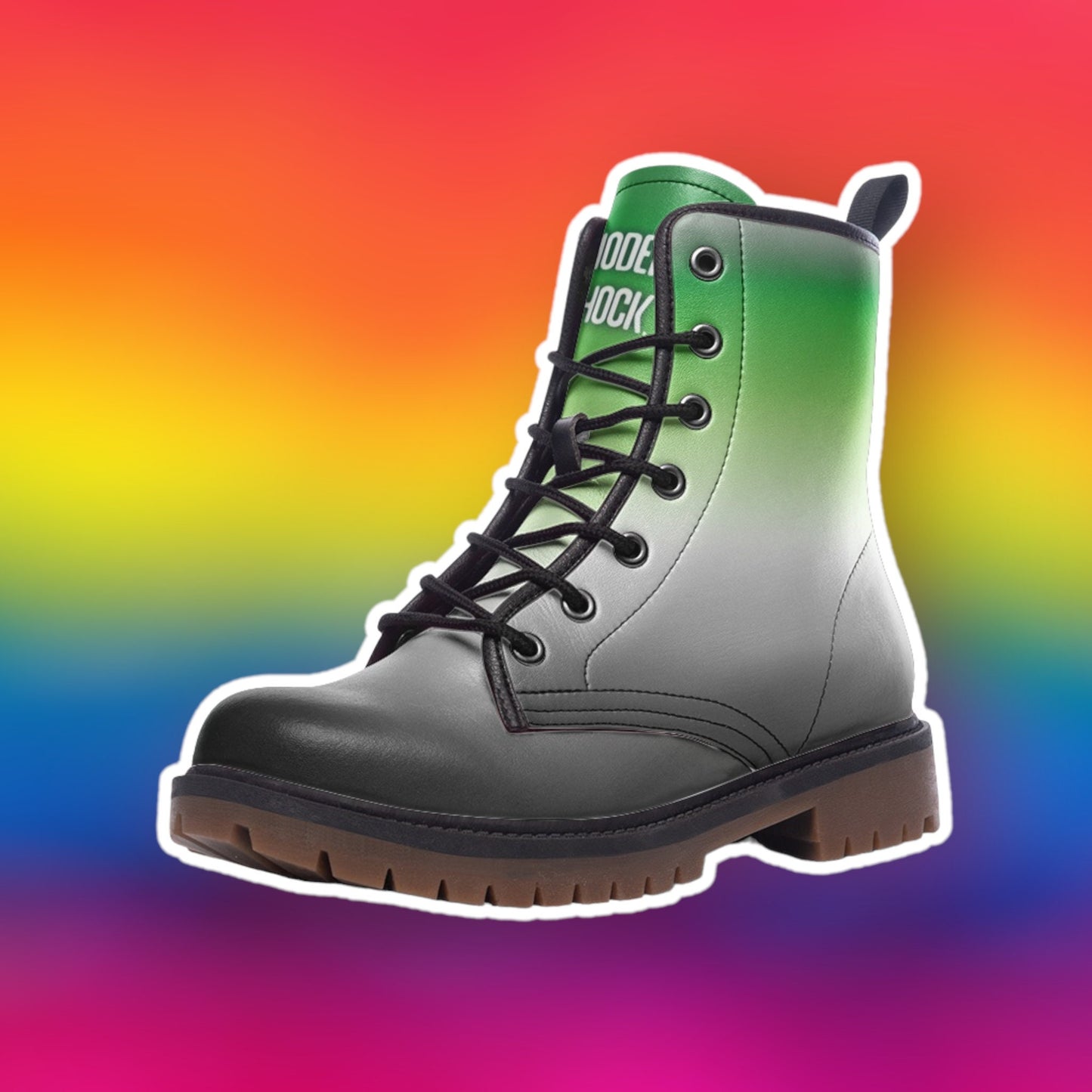 Aromantic Flag LGBTQ+ Vegan Leather Unisex Boots