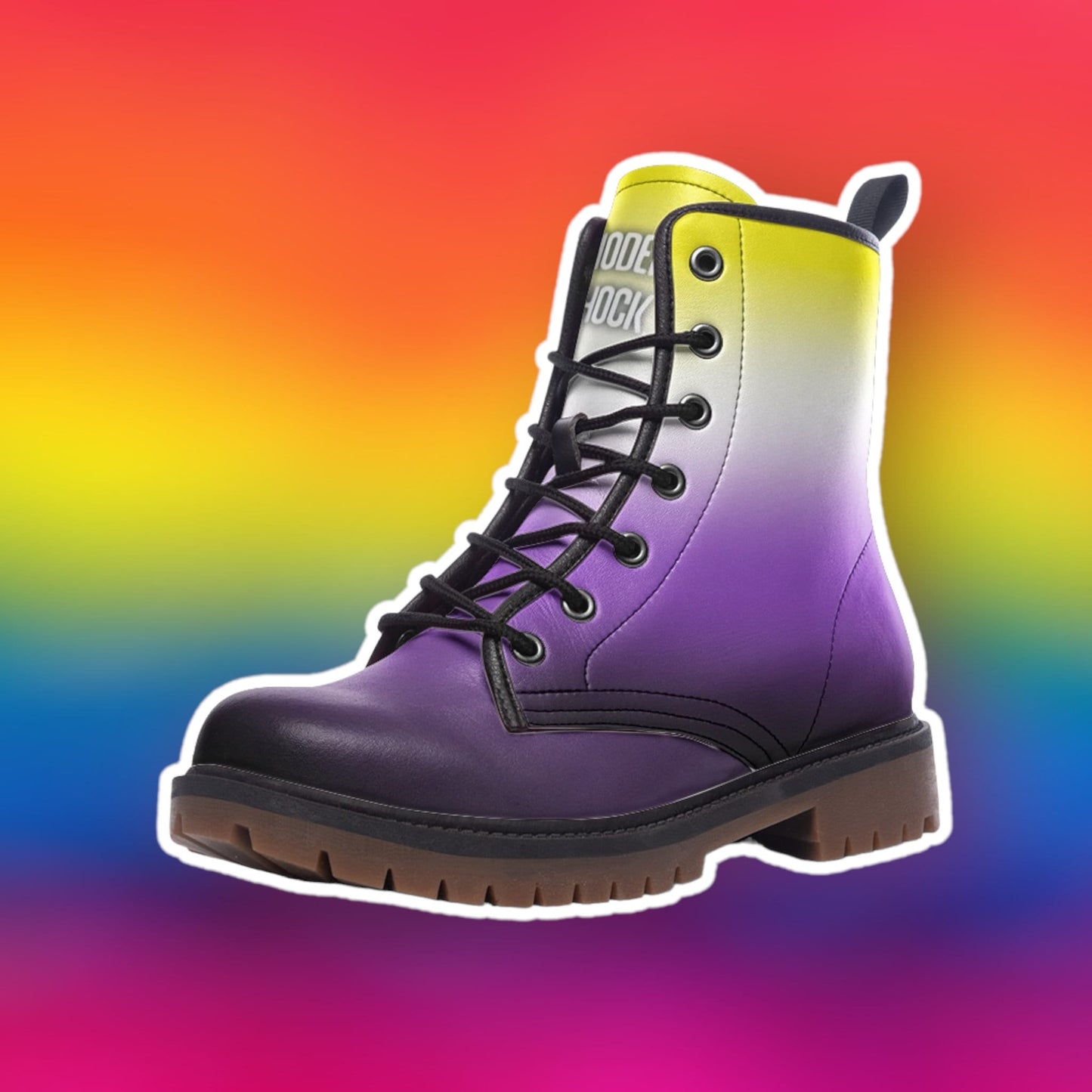 Non Binary Flag LGBTQ+ Vegan Leather Unisex Boots