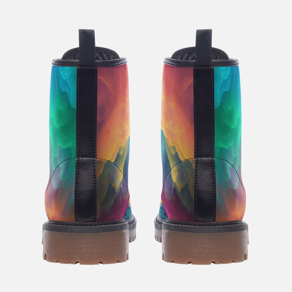 Pastel Rainbow Vegan Leather Unisex Boots