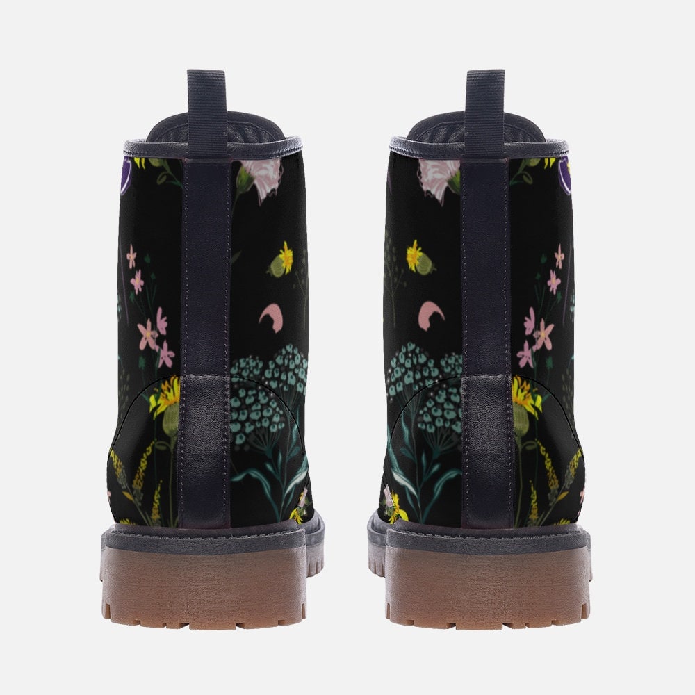 Dark Flower Woodland Vegan Leather Unisex Boots