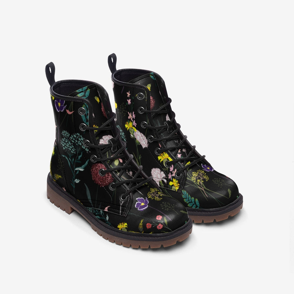 Dark Flower Woodland Vegan Leather Unisex Boots