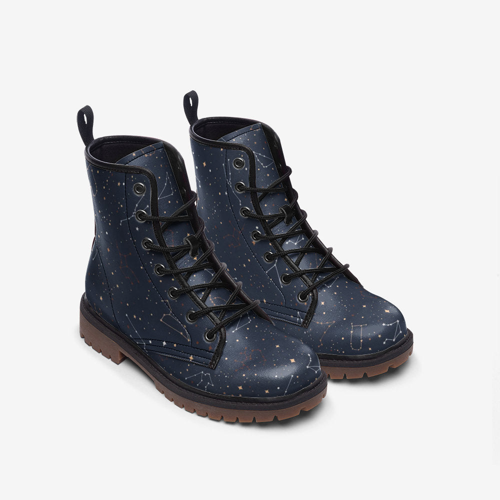 Celestial Starry Moon Vegan Leather Unisex Boots