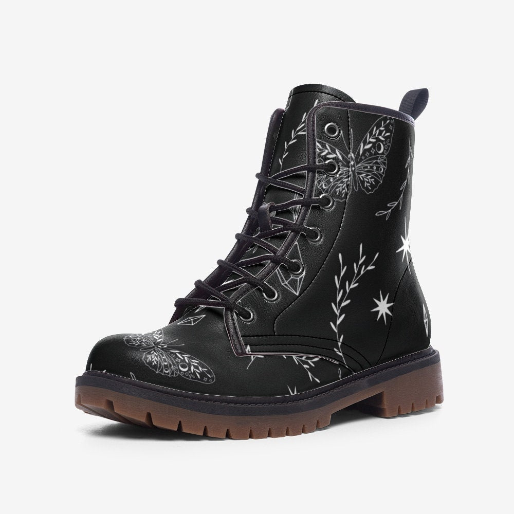 Dark Celestial Forest Vegan Leather Unisex Boots