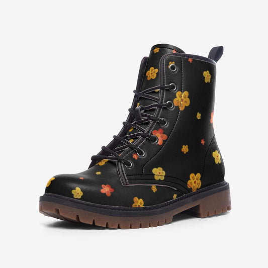 Black Woodland Flowers Vegan Leather Unisex Boots