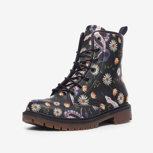 Cottage Floral Boho Vegan Leather Unisex Boots