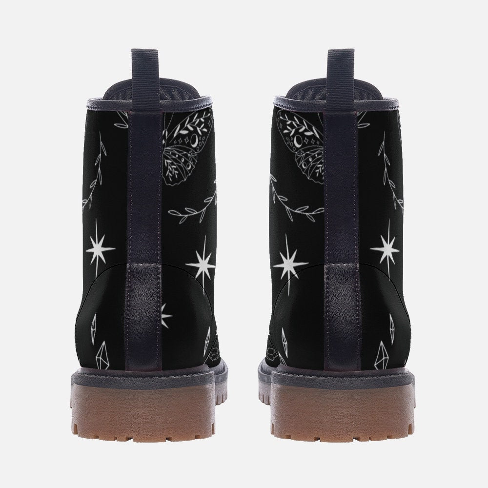 Dark Celestial Forest Vegan Leather Unisex Boots