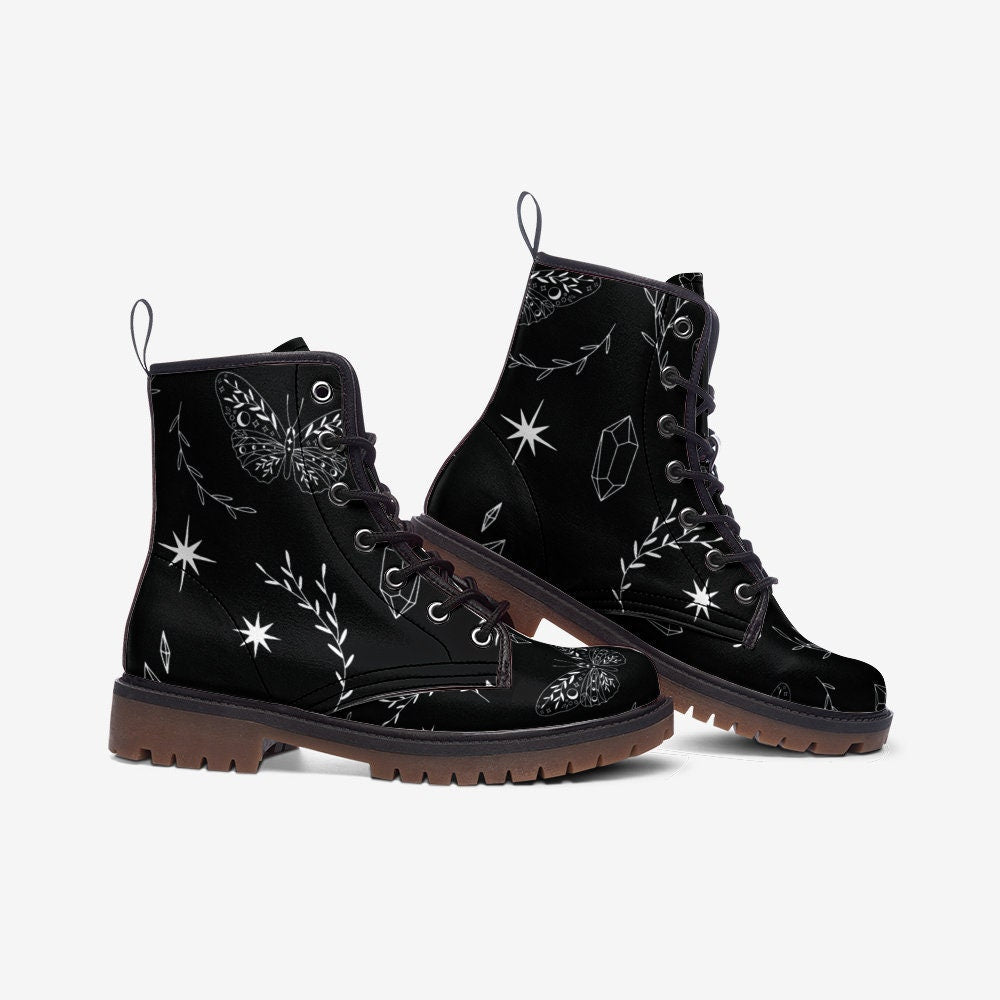 Dark Celestial Forest Vegan Leather Unisex Boots