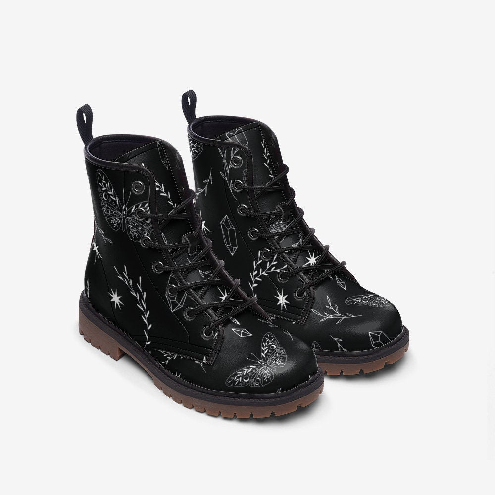 Dark Celestial Forest Vegan Leather Unisex Boots