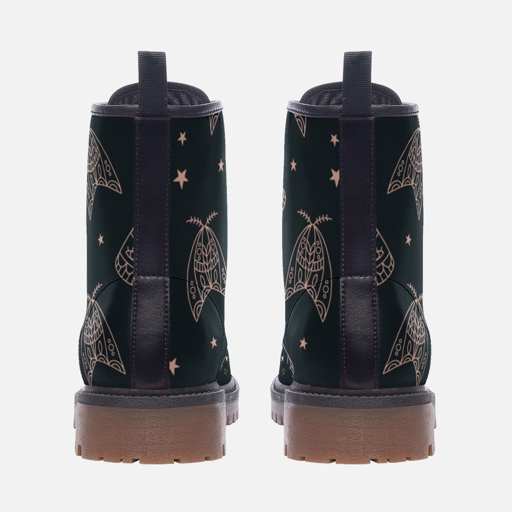 Celestial Moth Vegan Leather Unisex Boots