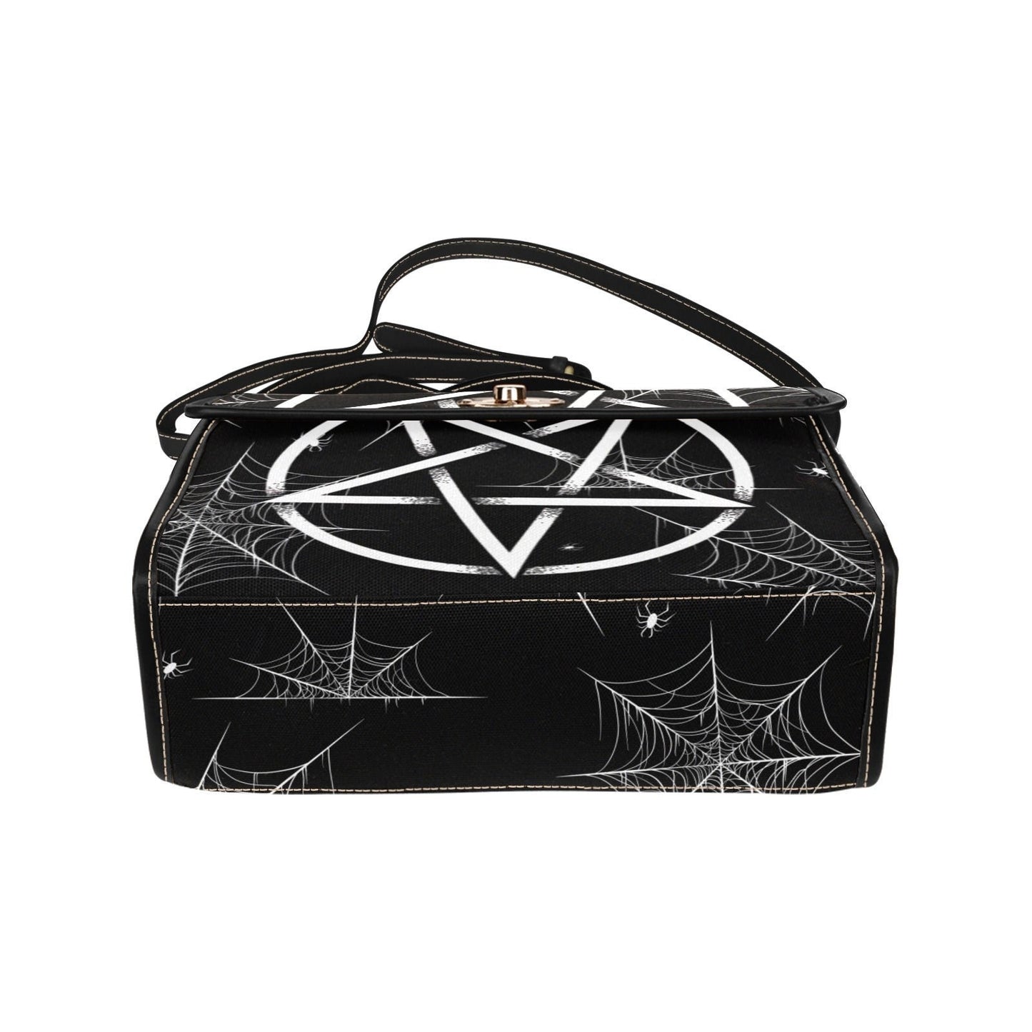 Spiderweb Pentagon Gothic Purse, Canvas bag, Vegan Goth Bag, Halloween Costume Adult Cosplay, Cute Black Witch women cross body purse