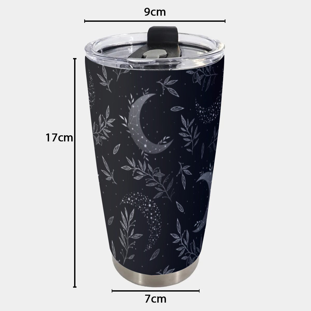 Celestial Moon Black Goth Tumbler – 20oz