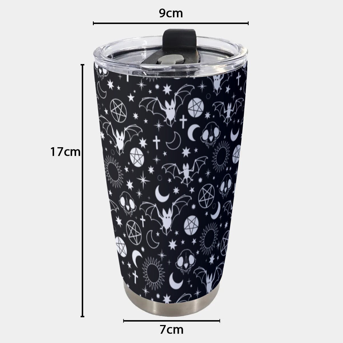 Bat Pattern Black Goth Tumbler – 20oz