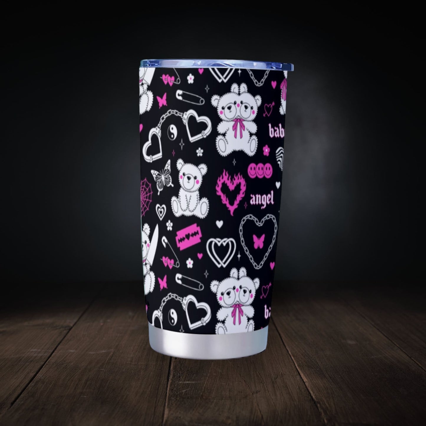 Emo Teddy Bears and Hearts Goth Tumbler – 20oz