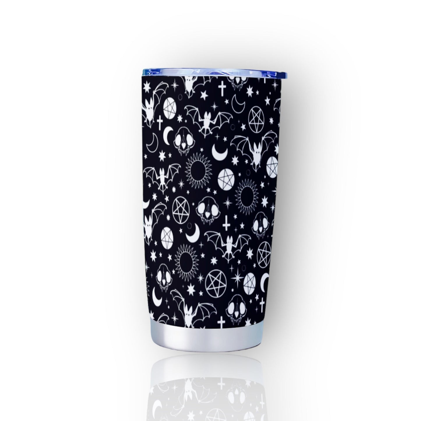 Bat Pattern Black Goth Tumbler – 20oz