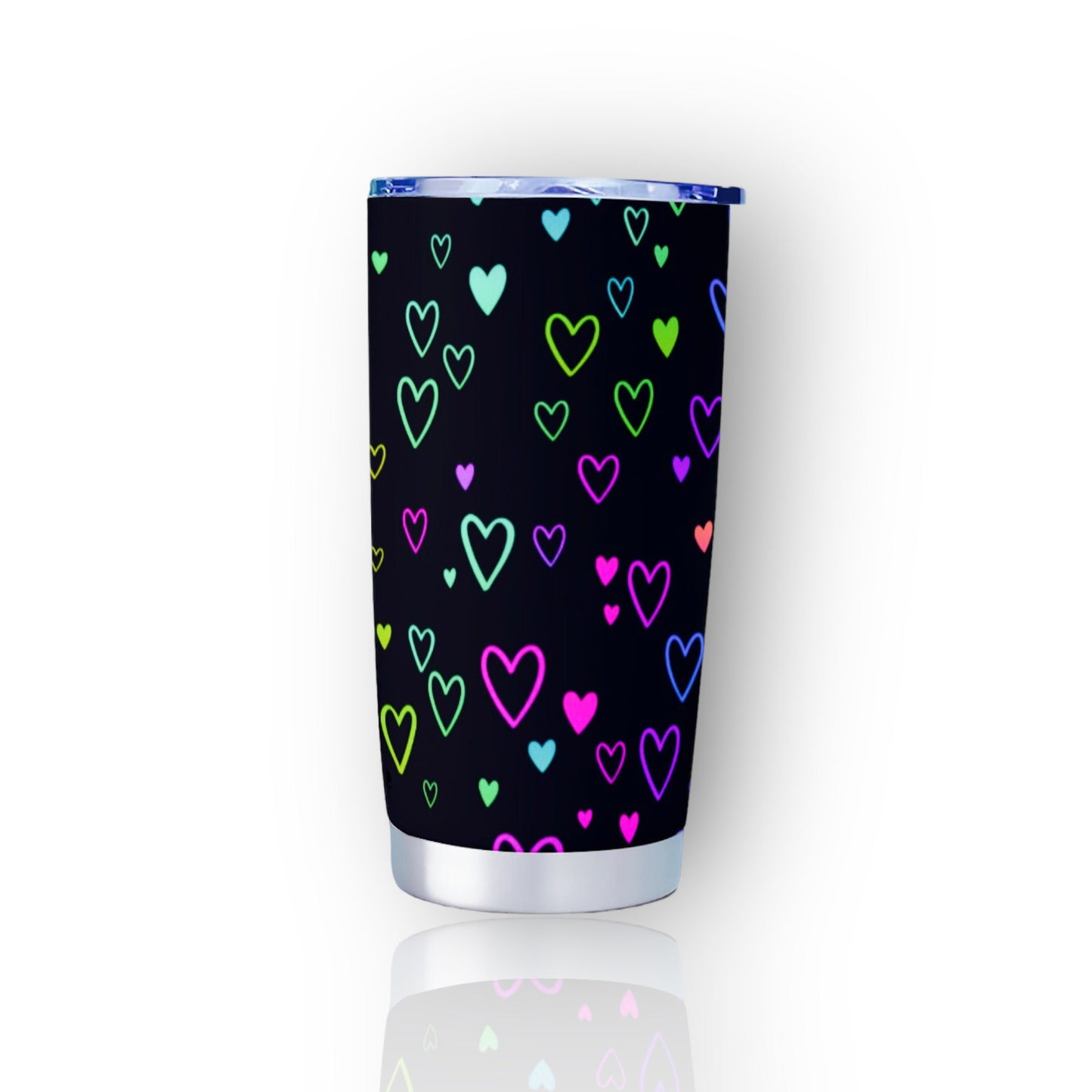 Neon Hearts Black Goth Tumbler – 20oz