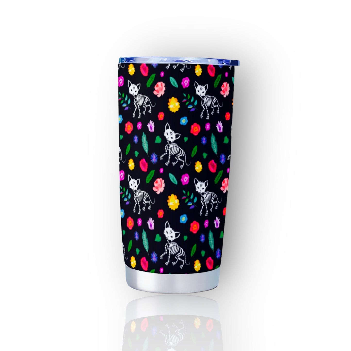 Kitten Pattern Black Goth Tumbler – 20oz