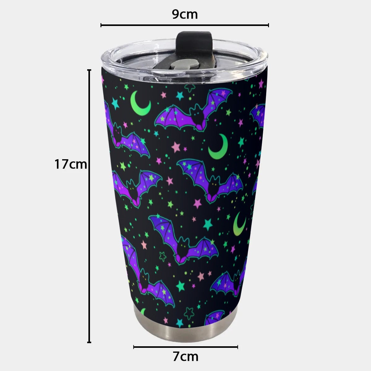 Neon Bats Black Goth Tumbler – 20oz