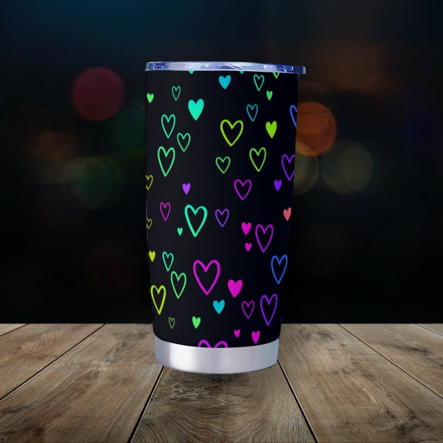 Neon Hearts Black Goth Tumbler – 20oz